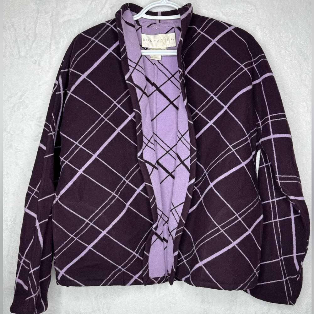 Women's Vintage Doncaster Wool Cashmere Boxy Jacket Reversible Size 8 Purple